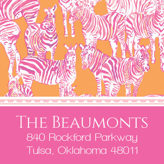 Orange Zebra Square Address Labels